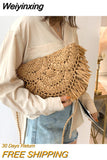 Weiyinxing Hollow Tassel Rattan Women Shoulder Bags Wicker Woven Crossbody Bags Summer Beach Straw Bag Lady Clutches Female bag