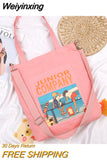 Weiyinxing Shoulder Bag for Women 2023 Girls Casual Shopper Designer Handbag Cartoon Anime Printing Crossbody Canvas Tote Bags