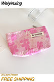 Weiyinxing Jacquard Flower Women's Cosmetic Bag Simple Portable Ladies Small Coin Purse Floral Handbags Student Girls Storage Bags