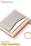 Weiyinxing Slim Women Small Wallet and Purse Girls Short Leather Credit Card Holders Zipper Wallets Ladies Coin Purses Patchwork Bag