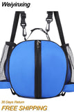 Weiyinxing Soccer Carrying Bag Portable Round Shaped Volleyball Storage Pouch Elastic Removable Shoulder Strap Hook for Outdoor Sports
