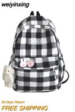 weiyinxing 2023 Women Backpack Female Cool Nylon Travel Bag Fashion Plaid Portable Cute Schoolbag College Teenage Girls Boys Bookbag