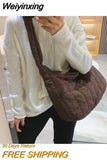 Weiyinxing Plaid Pattern Space Cotton Large Capacity Shoulder Bag Ladies Casual Handbag Quilted Crossbody Shopping Bag 2023 New