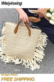 Weiyinxing Straw Shoulder Bag Women Design Handbag Bohemian Round Woven Large Capacity Tote Summer Beach Travel Shopper Purse