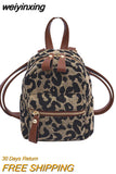 weiyinxing Women Mini Backpack High Quality Leopard Nylon Shoulder Bag Small Backpack School Bags for Teenage Girls Travel Rucksack