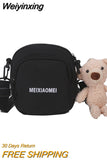 Weiyinxing Women's Small Square Shoulder Bag Simple Student Girls Canvas Messenger Bags Casual Female Phone Pouch Purse Handbags