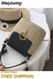 Weiyinxing Straw Bucket Bags For Women Summer Crossbody Bags Lady Travel Purses And Handbags Female Shoulder Messenger Bag Bolsa