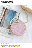 Weiyinxing Children's Heart-shaped Crossbody Bags Pearl Handle Girls Mini Shoulder Messenger Bag Princess Wallet Coin Purse Handbags