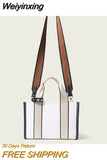 Weiyinxing Striped Canvas Large Tote Bag Designer Women Handbags Luxury Shoulder Crossbody Bags Big Shopper Purse Travel Sac Ol 2023