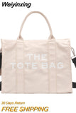 Weiyinxing Casual Canvas Large Capacity Tote Bag Women Handbags Designer Letters Shoulder Crossbody Bags Luxury Big Shopper Bag Purse