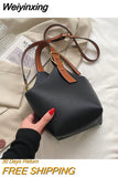 Weiyinxing Small Leather Bucket Crossbody Bags for Women 2023 New Women's Designer Shoulder Handbag and Purses Travel Messenger Bag