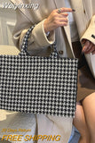 Weiyinxing Tote Bag Large Capacity Ladies Luxury Designer Handbags For Women PU Leather Striped Square Vintage Top Handle Shopper Bag