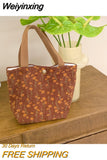 Weiyinxing Retro Women Small Tote Shoulder Bags Student Girls Lunch Bento Bag Hand Carry Shopper Bag Female Clutch Purse Handbags