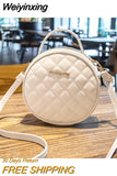 Weiyinxing Lingge Small Round Crossbody Bags for Women Ladies Korean Version Trend Shoulder Bag Purses and Handbags Luxury Bags