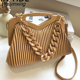 Weiyinxing Brand Handbag Women Inverted Triangle Handle Leather Hand Pouch Classic Crossbody Bags For Women Tote Bag Lady Satchel