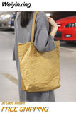 Weiyinxing Women Tote Shoulder Bag Foldable Kraft Paper Fashion Shopping Bags Leisure Handbag Purse