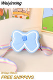 Weiyinxing Silica Gel Bow Children's Mini Shoulder Bags Candy Color Baby Girls Coin Purse Handbags Rainbow Strap Kids Crossbody Bag