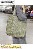 Weiyinxing Women Tote Shoulder Bag Foldable Kraft Paper Fashion Shopping Bags Leisure Handbag Purse