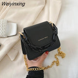 Weiyinxing de couro do plutônio das mulheres moda mini crossbody saco para as mulheres acrílico corrente bolsa de ombro feminina peq