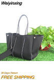 Weiyinxing Leopard Neoprene Women Shoulder Bags Casual Camouflage Beach Handbags Large Capacity Tote Big Shopper Bag Summer 2023
