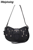 Weiyinxing Y2k Goth Shoulder Bag for Women American Retro Punk Handbags Rivets Pu Leather Hot Ladies Hip Hop Fashion Crossbody Bags