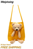 Weiyinxing Bear Women Canvas Handbags All-match Ladies Shoulder Bag Female Eco Reusable Shopping Bags Large Capacity Girls Casual Tote