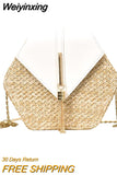 Weiyinxing rattan women shoulder bags chic hexagon wicker woven crossbody bag lady summer beach straw bags handmade small purses