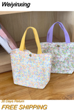 Weiyinxing Women Portable Lunch Bento Bag Retro Flower Ladies Small Handbags Cotton Cloth Female Shopper Clutch Purse Shoulder Bags