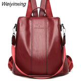 Weiyinxing leather backpack women vintage shoulder bag ladies high capacity travel backpack school bags girls mochila feminina