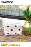 Weiyinxing Smile Corduroy Travel Cosmetic Lipstick Purse Storage Bag Kawaii Makeup Handbags Organizer Wallet Pouch Pencil Case Pen Bag