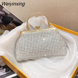 Weiyinxing Crossbody Bag Women's Metal Frame Bag with Diamonds Shining Handbag Purse Party Clutch Bag Female Shoulder Evening Bag