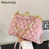Weiyinxing women's bag 2023 trend Vintage crossbosy bag pleated luxury designer handbag for women pearl chain totes bags for women