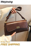 Weiyinxing Leather Crossbody Bags for Women 2023 Vintage Latest Trend Designer Small Handbags Female Solid Color Shoulder Bag