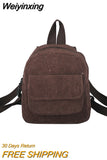 Weiyinxing Women Mini Backpack Solid Color Corduroy Small Backpacks Simple Casual Student Bookbags Traveling Backpacks 2023