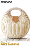 weiyinxing Shell Round Wicker Woven Women Handbags Designer Rattan Lady Shoulder Crossbody Bags Casual Summer Beach Straw Bag Purse