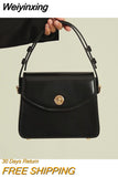 Weiyinxing Burgundy Women Shoulder Bags Pu Leather Ladies Square Crossbody Bag Luxury Female Flap Buckle Design Tote Purse Handbags