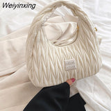 Weiyinxing Handbags Fashion Woman's Satchel Bag Pleated Designer Women Bags 2023 Trend Embroidered Thread Crescent Bags For Women