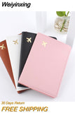 Weiyinxing Couple Passport Cover Hot Stamping Simple Plane Women Men Travel Wedding Passport Cover Holder Fashion Wedding Gift