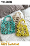 Weiyinxing Wooden Beading Women Handbags Designer Hollow Small Tote Luxury Lady Handbags Summer Beach Bag Bali Shopper Purses 2023