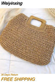 Weiyinxing rattan large capacity tote for women wicker woven wooden handbags summer beach straw bag lady big purses travel sac 2023
