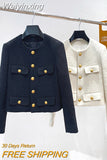 Weiyinxing Winter Small Fragrant Tweed Jacket Coat Women Vintage Woolen Short Coats Streetwear Elegant Casual Slim Outwear Crop Top