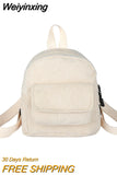 Weiyinxing Women Mini Backpack Solid Color Corduroy Small Backpacks Simple Casual Student Bookbags Traveling Backpacks 2023