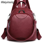 Weiyinxing quality leather backpack women large capacity travel backpack fashion school bags for teenage girls shoulder bags mochila