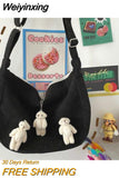 Weiyinxing Japanese Harajuku Ancient Girl Crossbody Bag Korean Retro Style Literature Dumpling Bag Corduroy Shoulder Bag