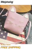 Weiyinxing Baby Cat Mini Crossbody Bag Frosted Leather Children's Coin Purse Fashion Girls Princess Accessories Shoulder Bags Wallet