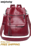 weiyinxing Women Backpack PU Leather Fashion Casual Tassel Bags High Quality Female Shoulder Bag Large Capacity School Backpacks for Girls