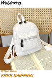Weiyinxing Women's Backpacks Small Plush Female Backpack Mini Shoulder Bag Winter New Soft Fluffy Fur Girls School Bag Mochila 2023