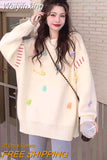 Weiyinxing Bear Pin Sweaters Women Loose Vintage Pullovers Round Neck Harajuku Kawaii Knitwear Autumn Winter Korean Goth Punk O229