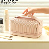 Weiyinxing Makeup Bag Leather Cosmetic Bag Women Multifunction Toiletries Organizer Portable Travel Waterproof Storage Case