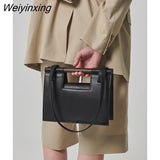 Weiyinxing Wooden Handle Women's Handbags Designer Square Shoulder Bags for Women 2023 Luxury Brand Flap Clutch Purses and Handbags